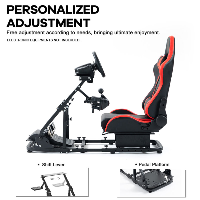 Anman Reinforce Racing Simulator Cockpit with Red Seat Fit Logitech G923 G29 G920, Not Include Steering wheel & Wheels & Pedals and Shifter Handbrake
