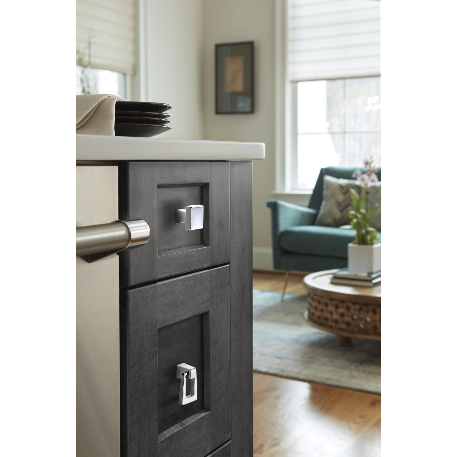 Blackrock Ring Drawer Pull, Polished Chrome