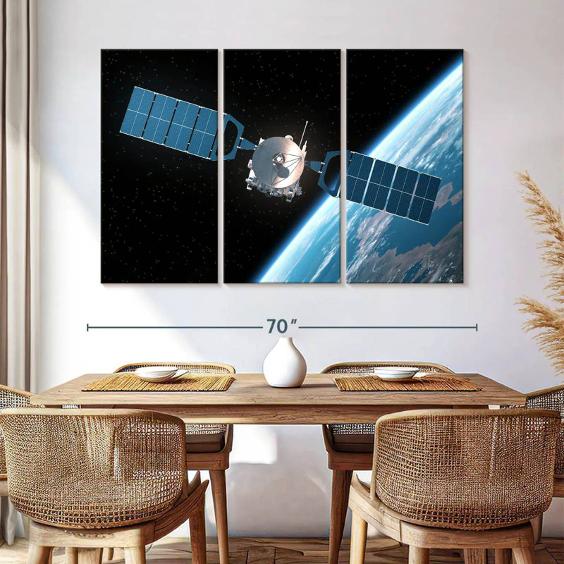  «Satellite en orbite autour de la Terre, H 42 po x l 65 po