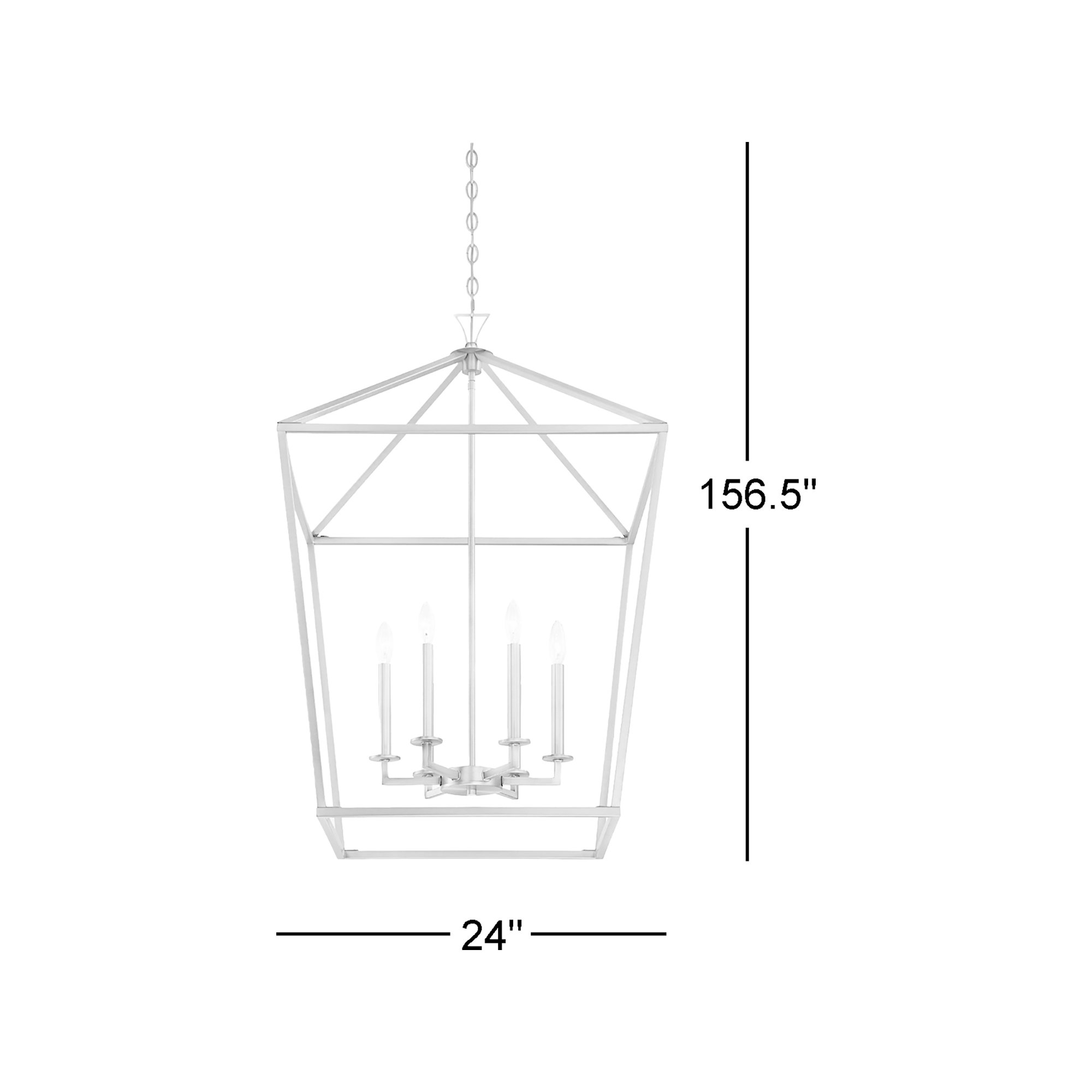 Hastings 6 - Light Lantern Geometric Chandelier, Satin Nickel