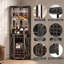 Armoire de bar de style campagnard de 72 po de hauteur - porte de grange avec miroir en acrylique et support en verre pour bar à domicile
