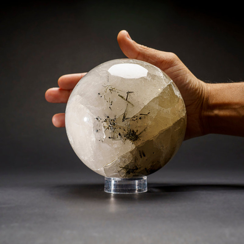 Genuine Polished Quartz with Tourmaline Sphere (5", 6 Lbs)