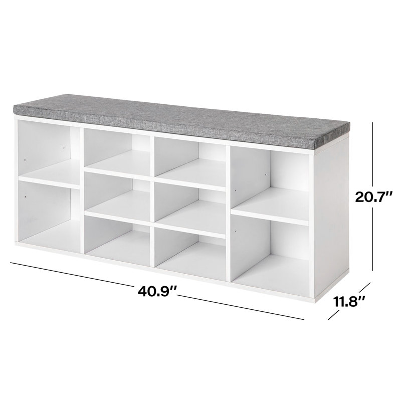 10 Pair Stackable Shoe Storage Bench, White
