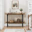 Console d'entrée de 110 cm avec rangement, table basse à 2 niveaux, structure en métal et MDF, brun rustique
