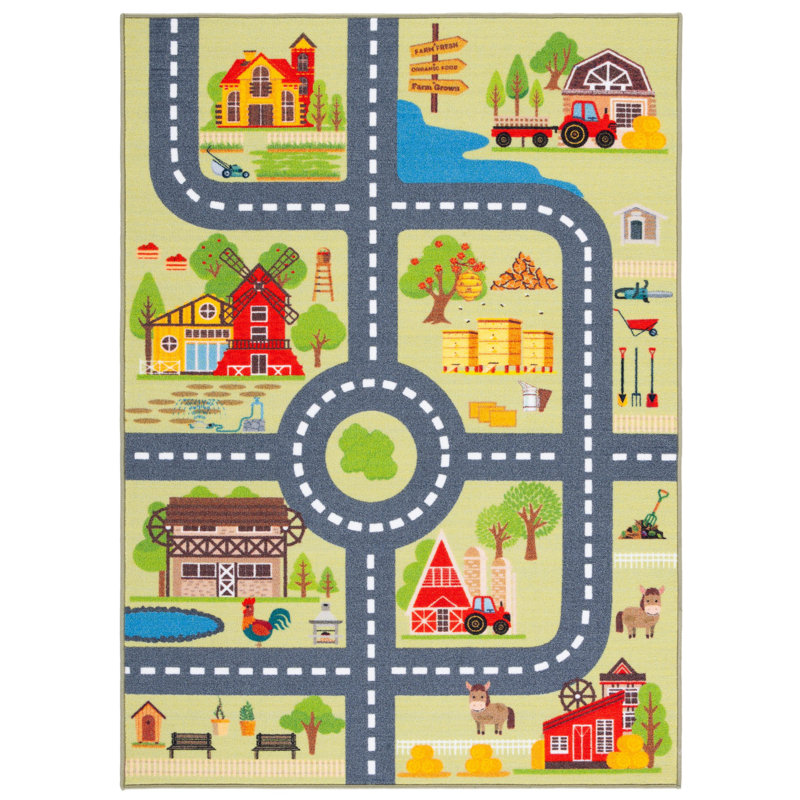 Kids Playhouse 200 Performance Machine Washable Rug, Rectangle 4'4" x 6'0"