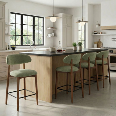 Upholstered Solid Wood Barstool Chair