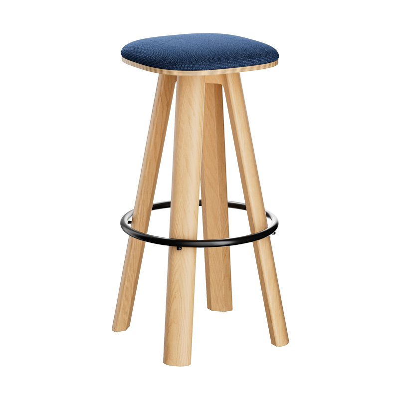 Tabouret haut rembourré avec repose-pieds, Bleu