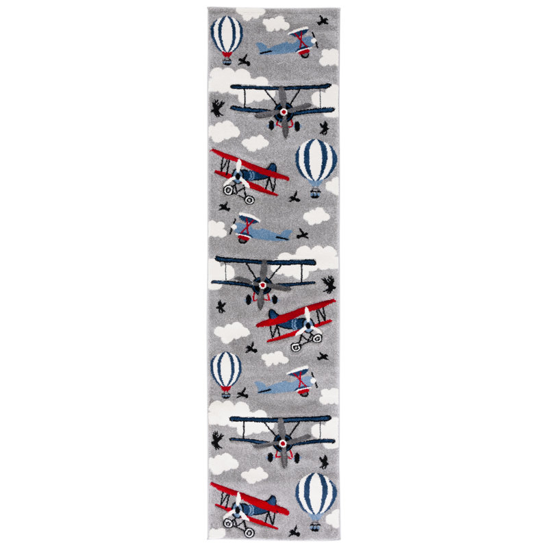 Tapis gris clair / rouge Haveman, Tapis de couloir 2 pi 3 po x 6 pi