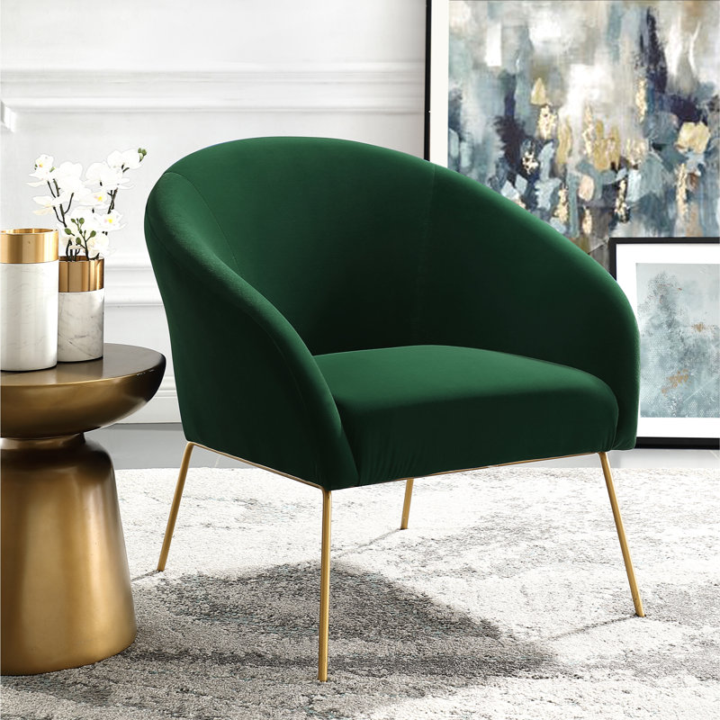 Fauteuil demi-tonneau en velours 31 po Lucent, Vert