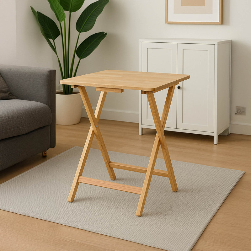37cm Solid Wood Rectangular Folding Table, Natural