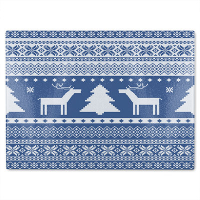 Knitted Ornamental Pattern Dining Glass Chopping Board