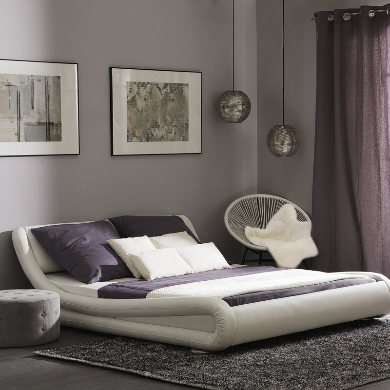 Guerrero Upholstered Bed, European Kingsize (160 x 200 cm), White