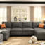 Grand canapé modulaire moderne en U avec rangement, canapé-lit de 123 pouces et repose-pieds, tissu chenille pour le salon, canapé modulaire-68502325