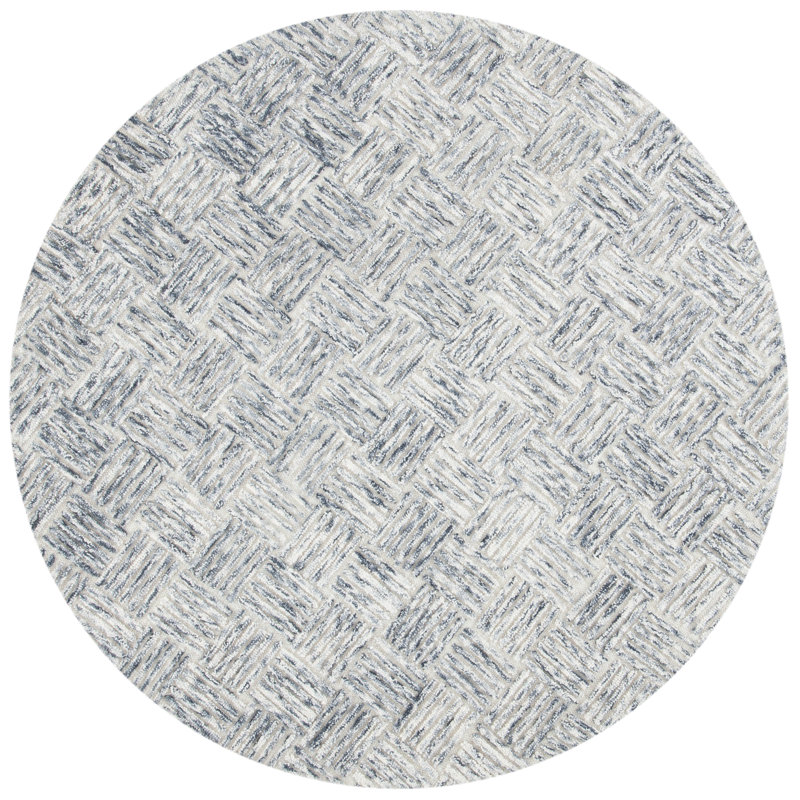 Richard Geometric Handmade Tufted Gray Area Rug, Round 5'