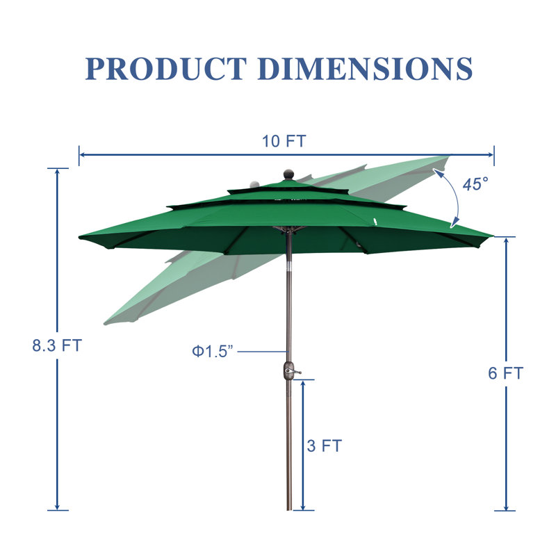 305cm Tilt Parasol, Green