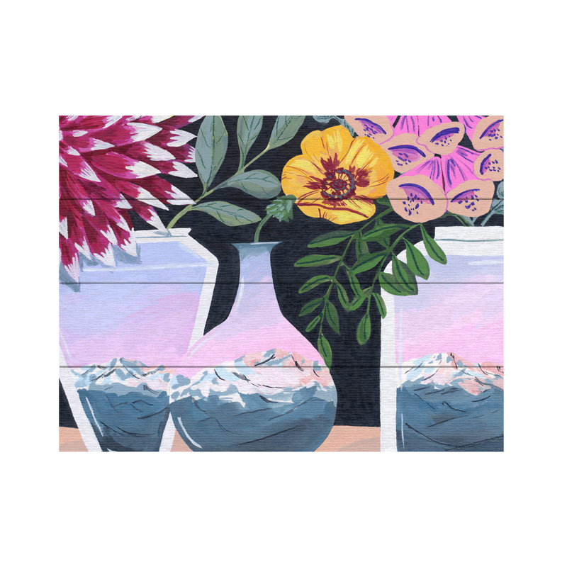 Sarah Gesek  Alpenglow Wood Slat Art, H 12 po x l 16 po