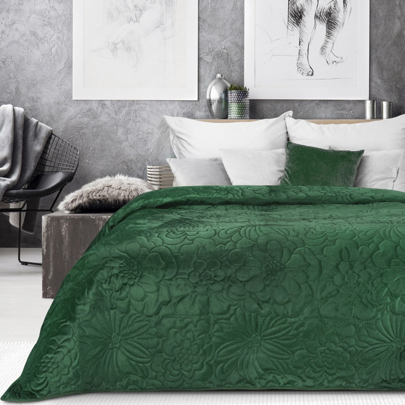 Rosdorf Park Cheserfo Floral Bedspread, W230 x L260cm, Silver