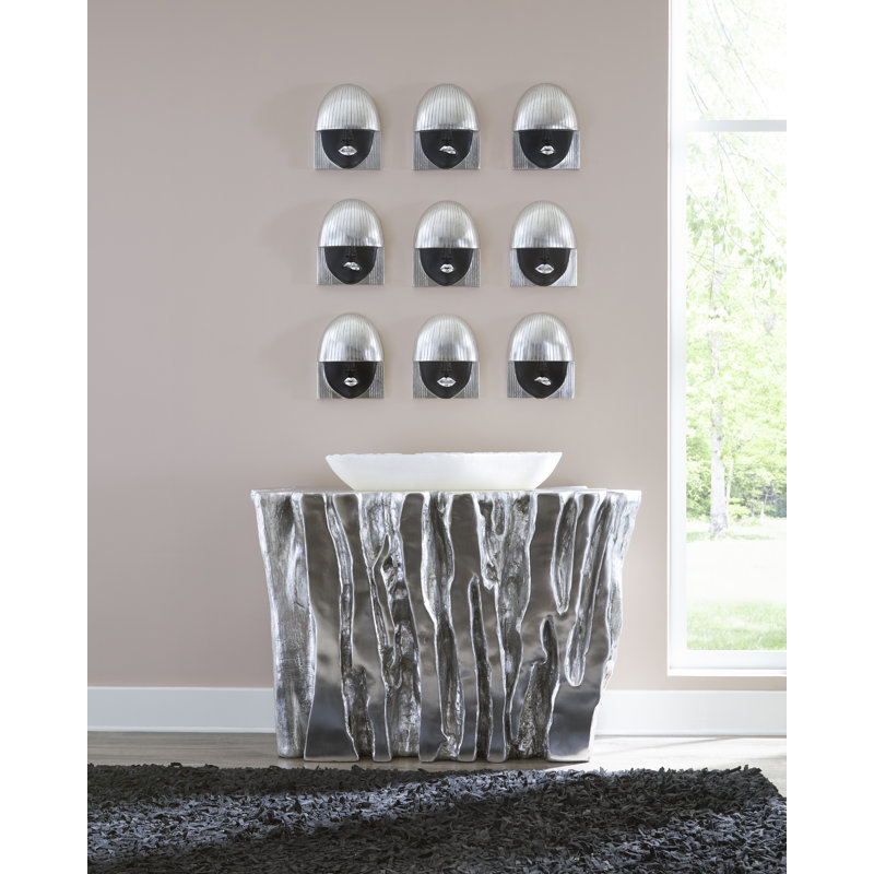 Fashion Faces Wall Art Small Black And Silver Leaf, Set Of 3