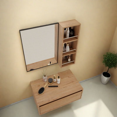 Armoires à pharmacie peu encombrantes avec rangement, tablette de salle de bain moderne en bois