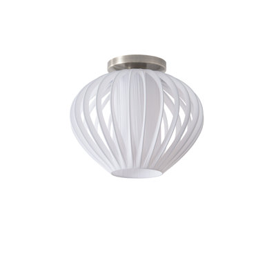 Plafonnier Bloom, abat-jour blanc satiné, nickel satiné