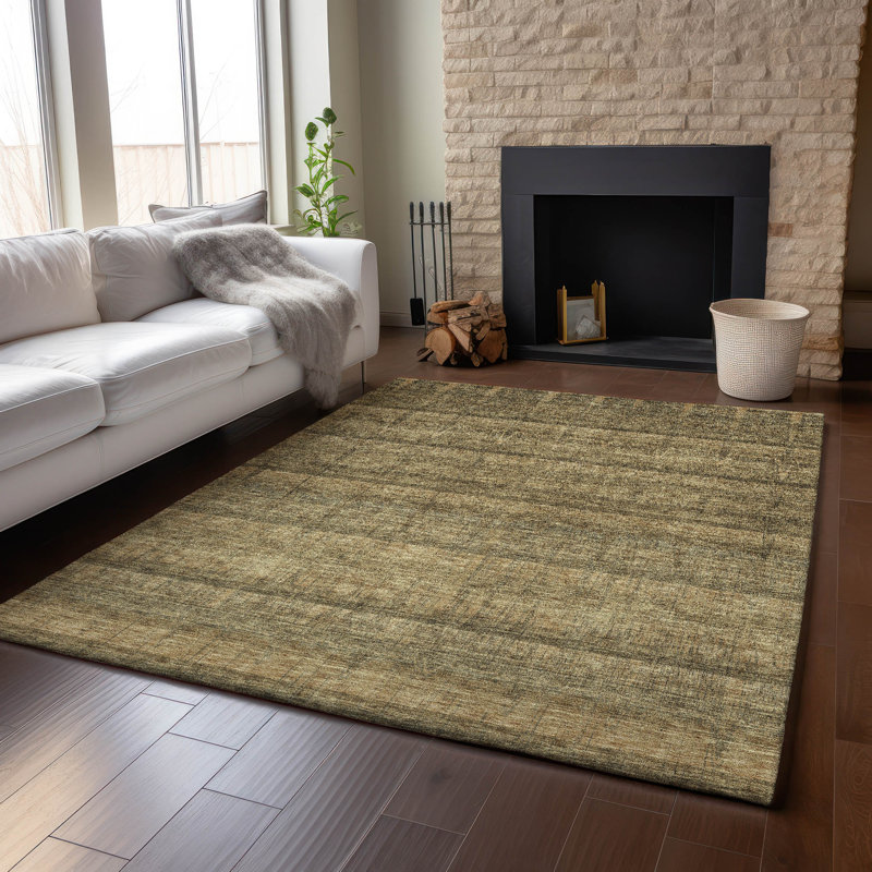 Red and Brown 8' x 10' Synthetic Stripe Rug