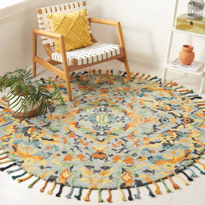 Jahiem Hand-Knotted Wool Blue Area Rug