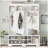 Modern Hallway Hall Tree with Metal Hooks and Storage Space, Multi-Functional Entryway Coat Rack with Shoe Cubbies, White-435337003
