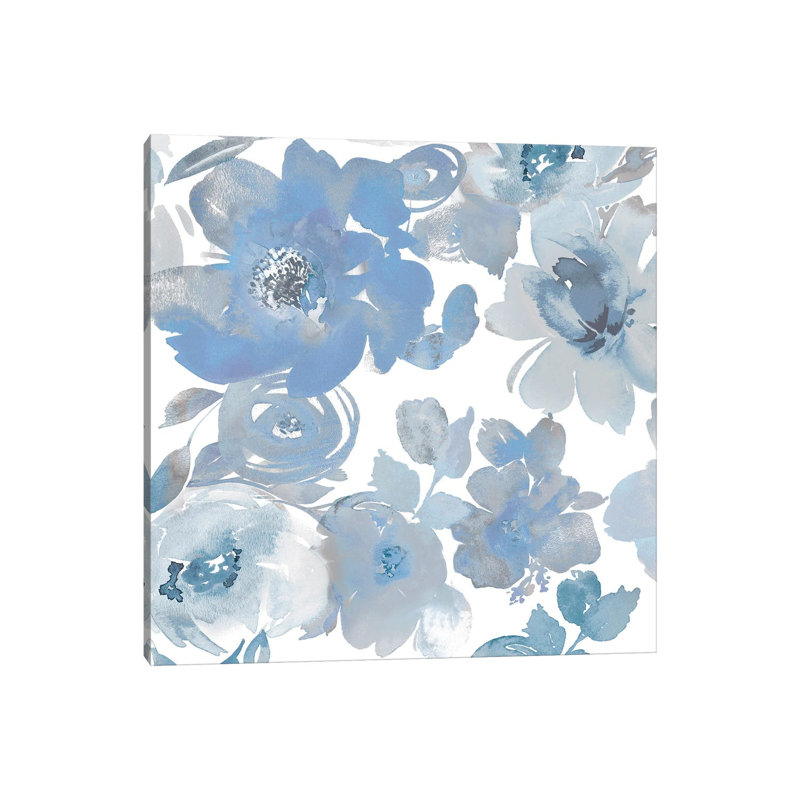 Springtime Blue And Silver I by Kelsey Morris - Wrapped Canvas Painting, 30.48 cm H x 30.48 cm W
