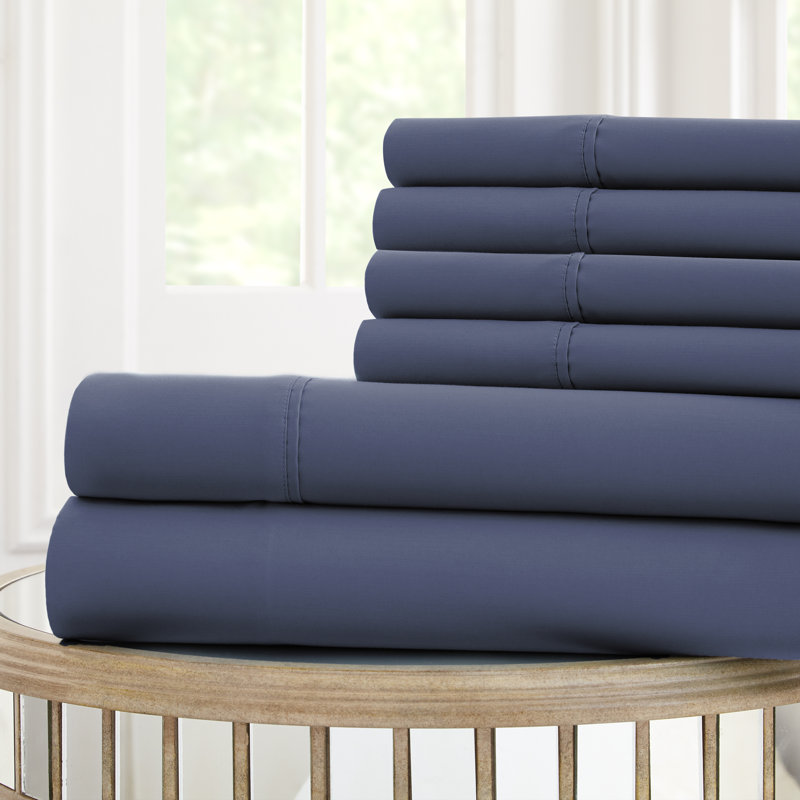 Cool Comfort Microfiber Sheet Set, Queen Sheet Set + 1 Fitted Sheet + Pillowcase, Blue Hill