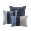 Couette 7 pièces bleu marine - Taille Queen, en microsuède avec détails, collection 7 pièces, 2 oreillers inclus