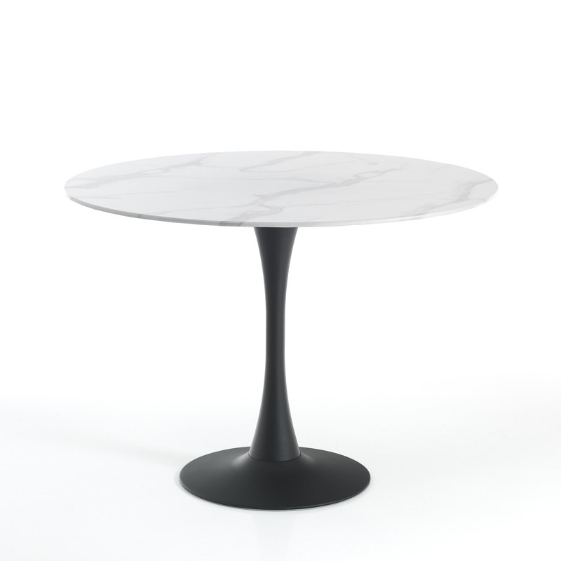 Amaijah Round Glass Top Metal Base Dining Table