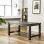 Ensemble de table de salle à manger 7 pièces en bois au fini noir antique avec 6 chaises en similicuir gris-103061561-103061562-103061564-103061566-103061567