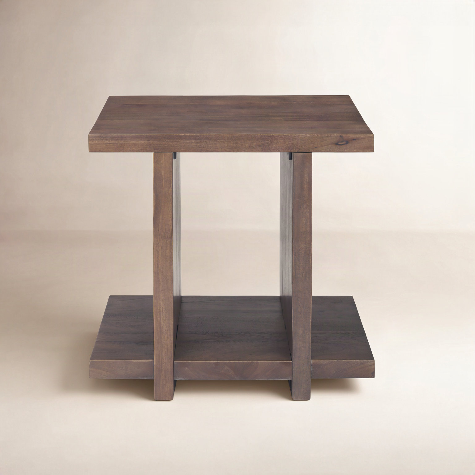 Kerrin Solid Wood End Table, Medium Brown