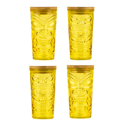 10 Strawberry Street Tiki Glass Sipper, Yellow