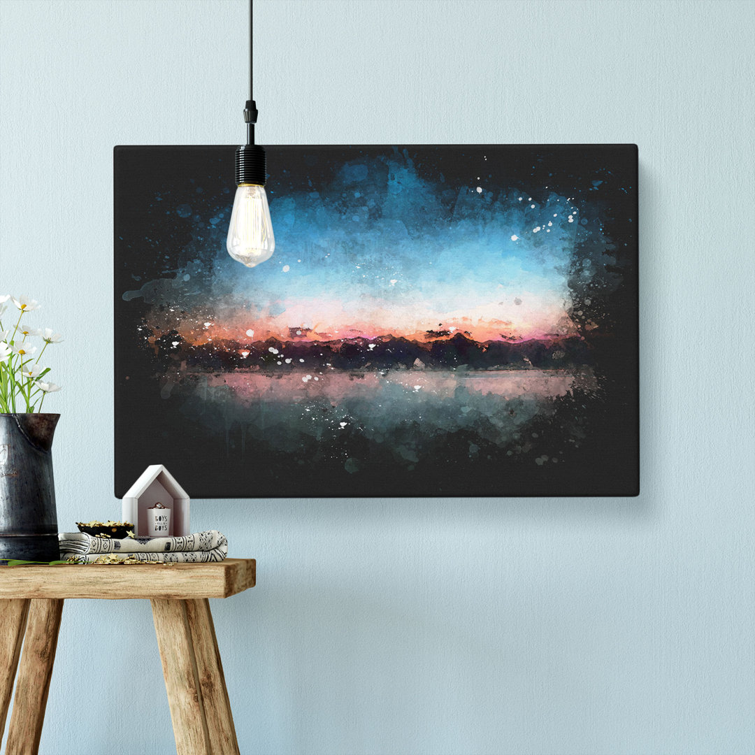 Fuchsia Sky Above the Mountains - Wrapped Canvas