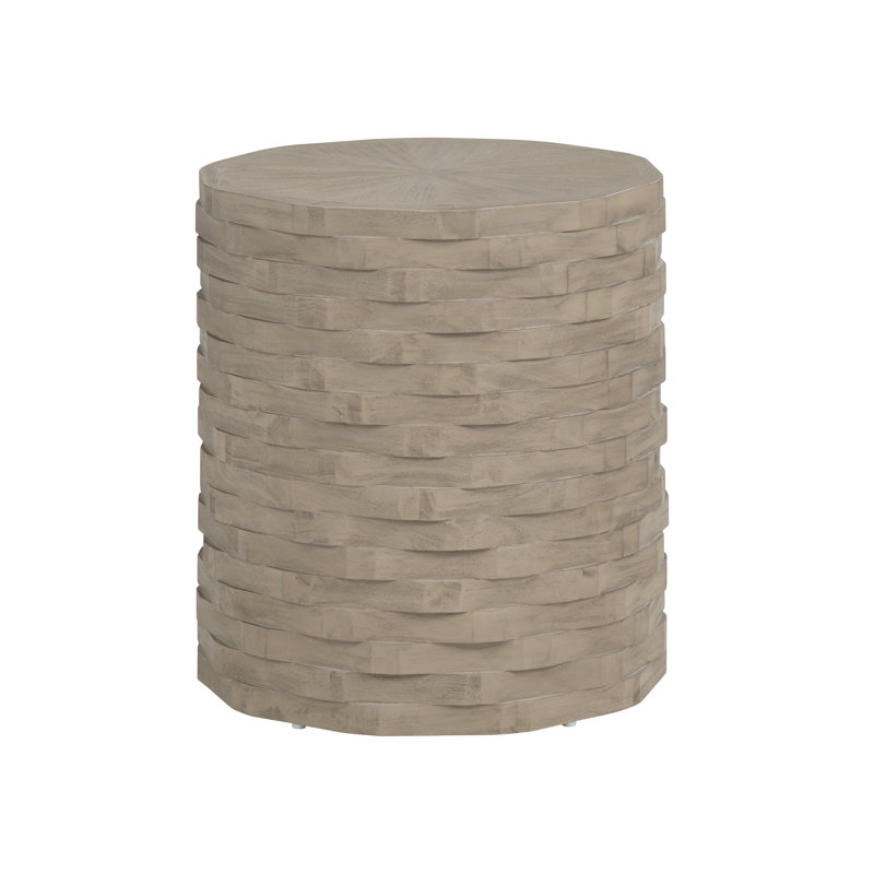 Monaco 21 in. Round Tan Solid Wood Accent End Table
