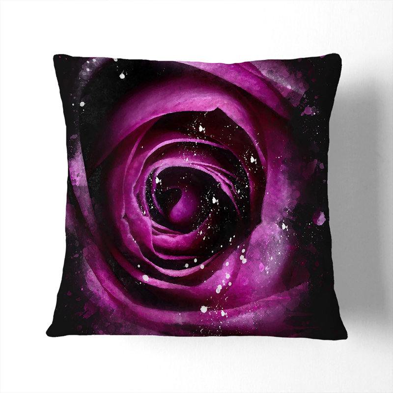 Striking Purple Rose Cushion with Filling, 55cm H x 55cm W x 20cm D