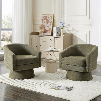 Fauteuil d'appoint pivotant moderne, fauteuil demi-tonneau pivotant à 360 degrés avec accoudoirs, fauteuil rond confortable pour salon, chambre à coucher, bureau, beige