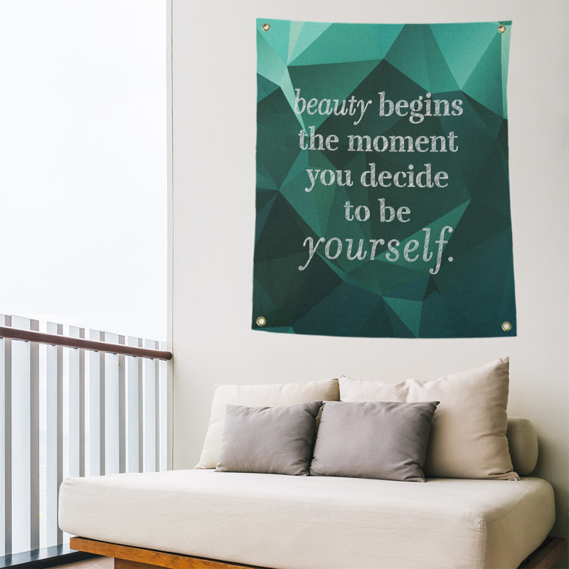 Tapisserie citation en polyester en faux gemme, H 59 pi x l 50 po, Émeraude