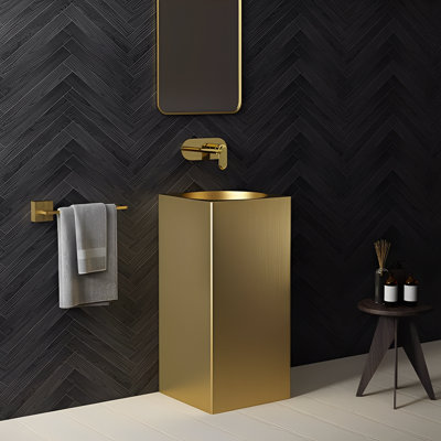 Lavabo sur pied en acier inoxydable brossé