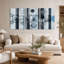 Ensemble de 3 toiles abstraites bleues et grises verticales-489549053