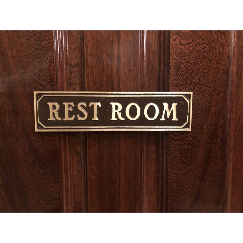 Plaque de porte de toilettes, Laiton poli brun