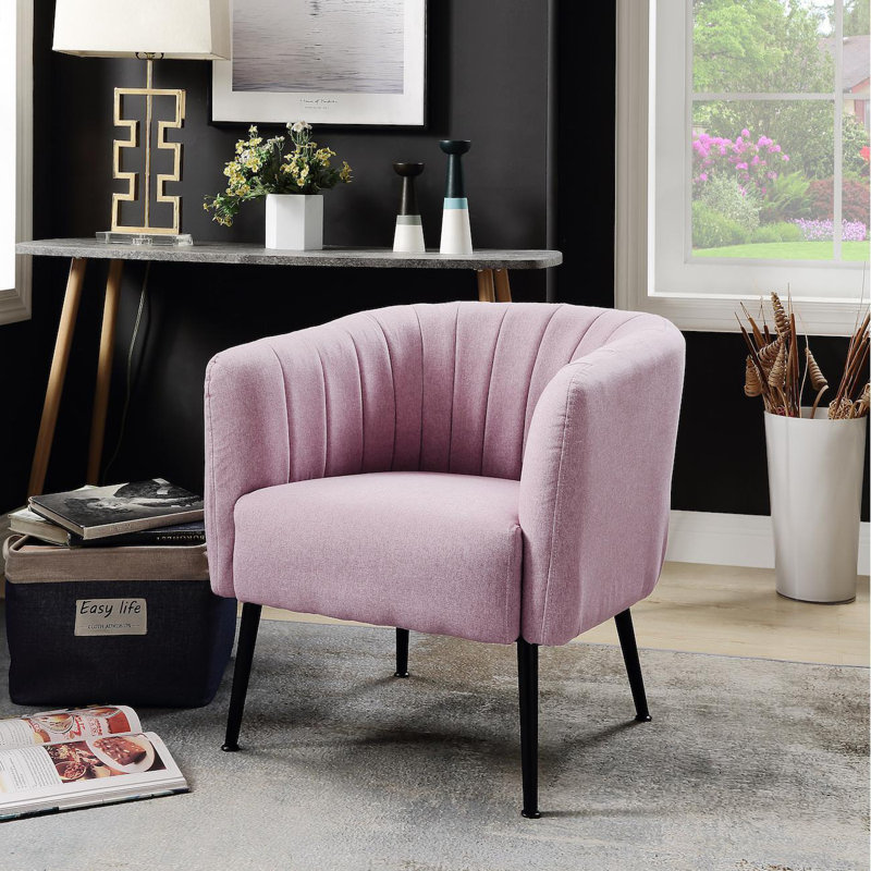 Hillcrest Upholstered Barrel Chair, Pink