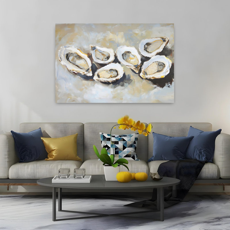 Oysters, art mural contemporain abstrait, H 40 po x l 60 po