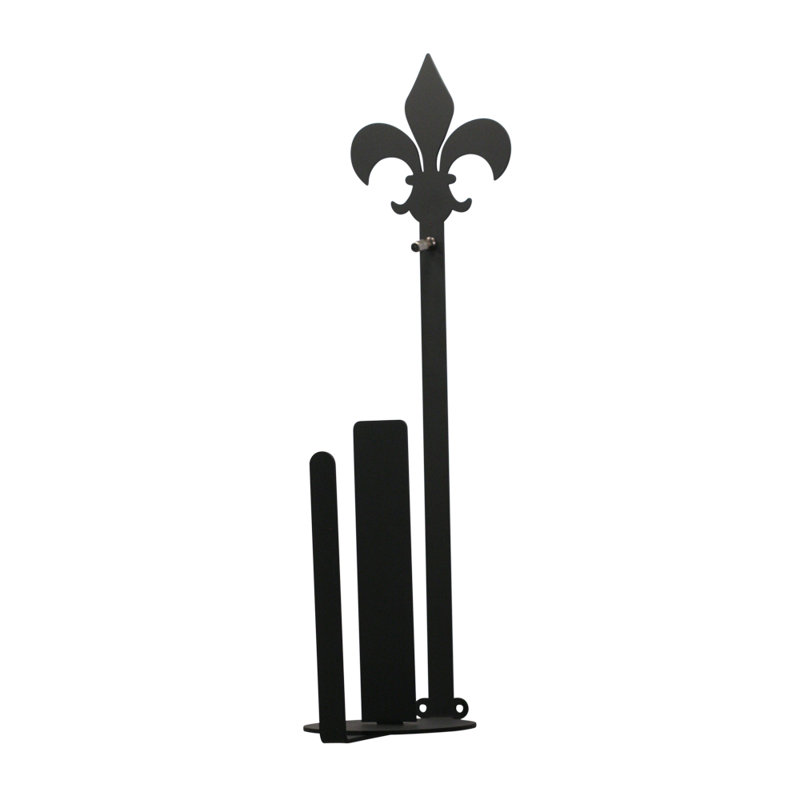 Black Cast Iron Fleur De Lis Free Standing Paper Towel Holder