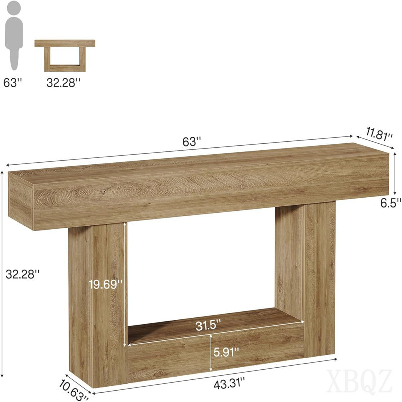 2-Tier Side Table,Entryway Table,Console Table, Light Brown