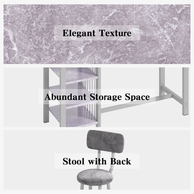 Euphemie 2 - Person Counter Height Bar Table Set with 2 Upholstered Stool Chairs