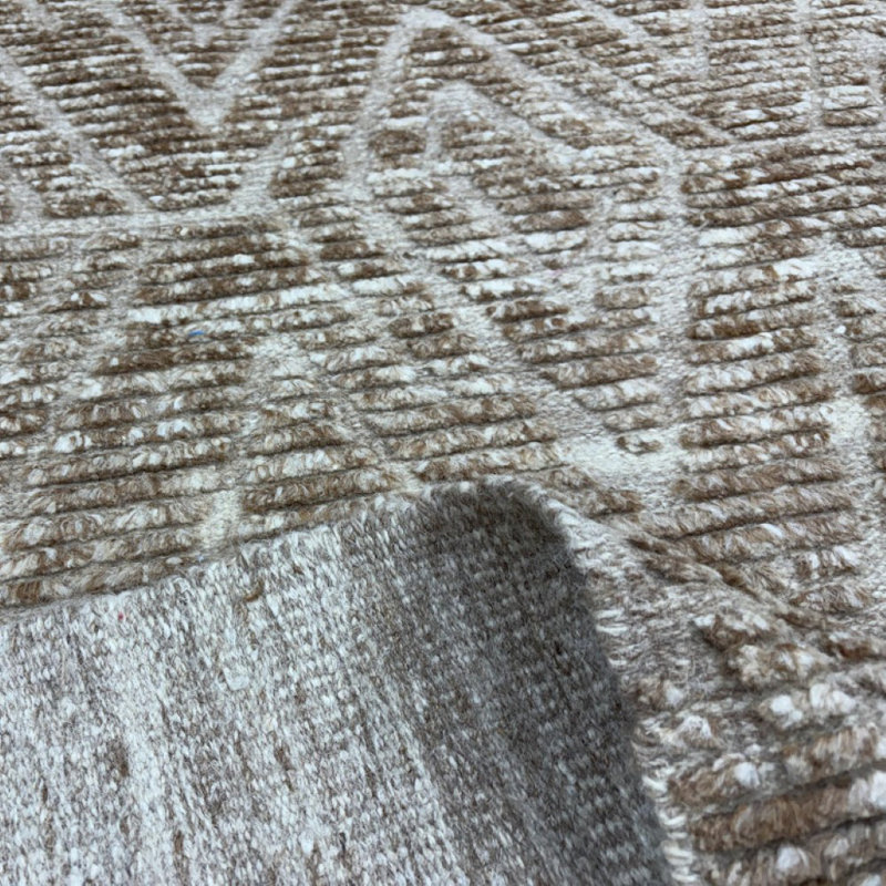 Hand Knotted Wool Geometric Rug, Rectangle 5' x 8'