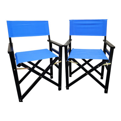 Chaise pliante en bois 2 pièces - Chaise de style réalisateur recouverte de toile bleue. Et. Capacité de charge élevée. Facile à nettoyer et respirant. Pliable pour un rangement pratique. Pour adultes. 23 po de profondeur, 20 po