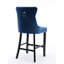 Tabourets de bar contemporains en velours, éponge à rebond élevé, garniture - 2 tabourets bleus faits à la main, mousse élastique-457947556
